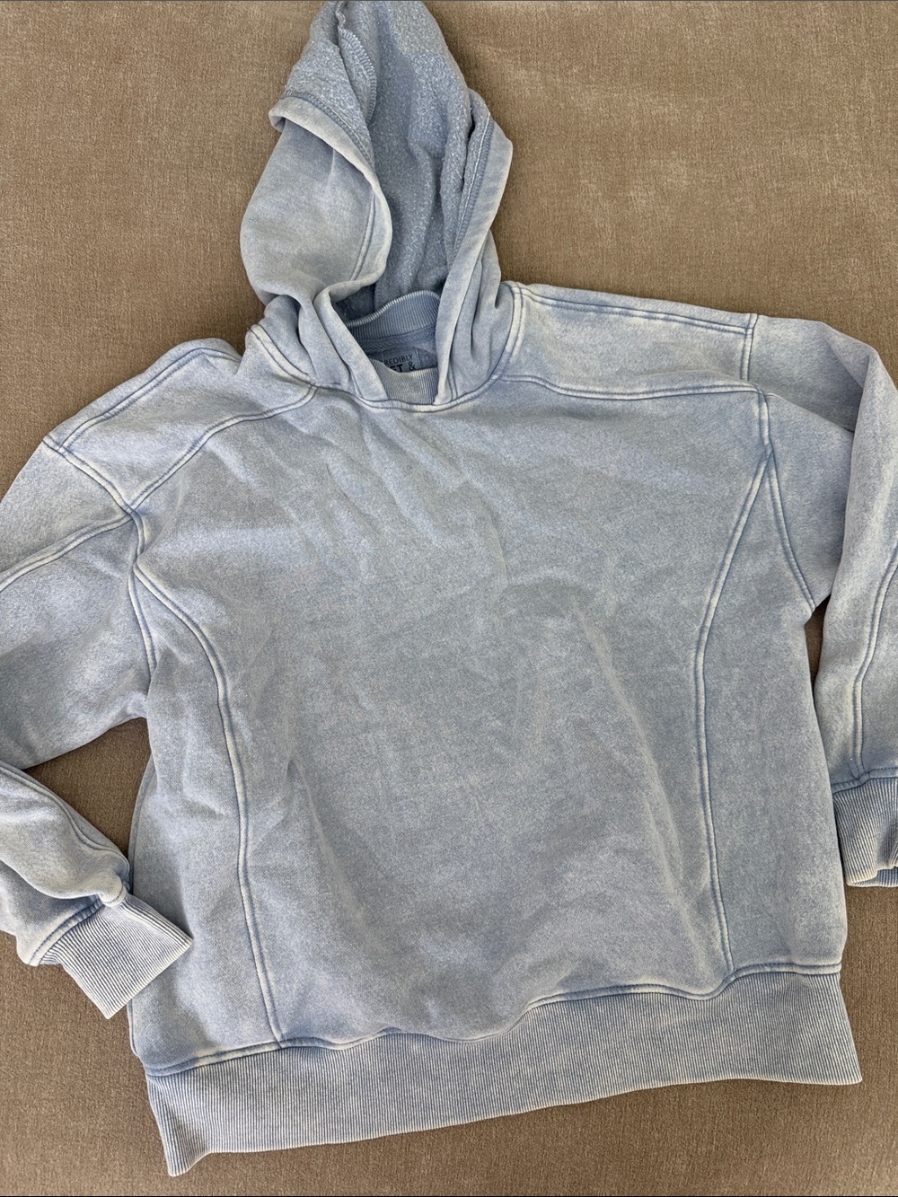 Vintage wash light blue hoodie